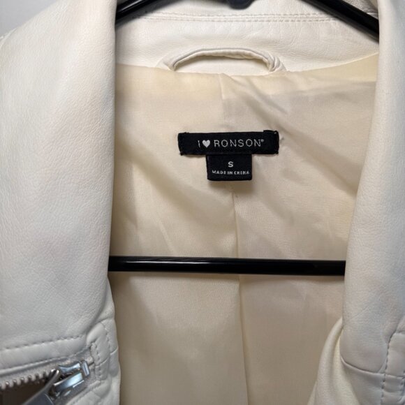 I Heart Ronson Faux Leather White Jacket with Fringe - Picture 3 of 4